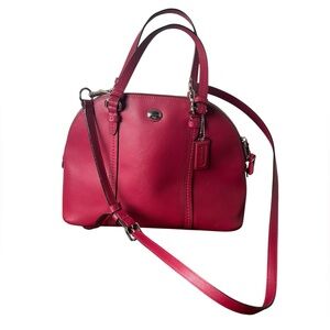 Coach Peyton Cora Domed Satchel Fuchsia Leather Crossbody Bag